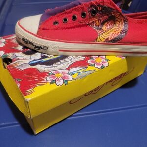Red Graphic Low-Top Sneakers